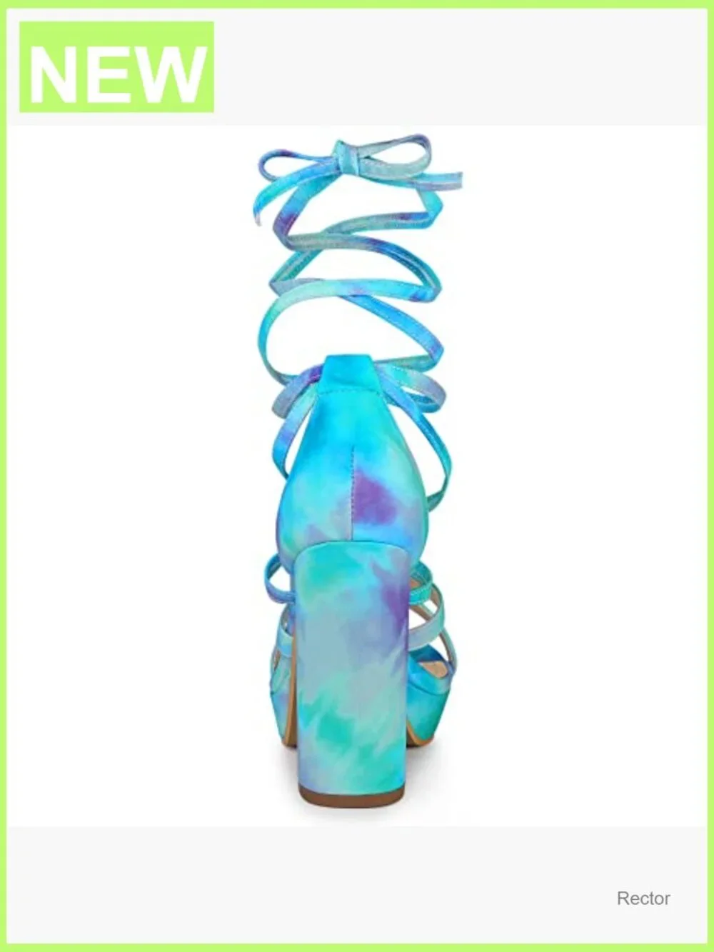Tie Dye Platform Chunky Heel Lace Up Sandals Women's Open Toe